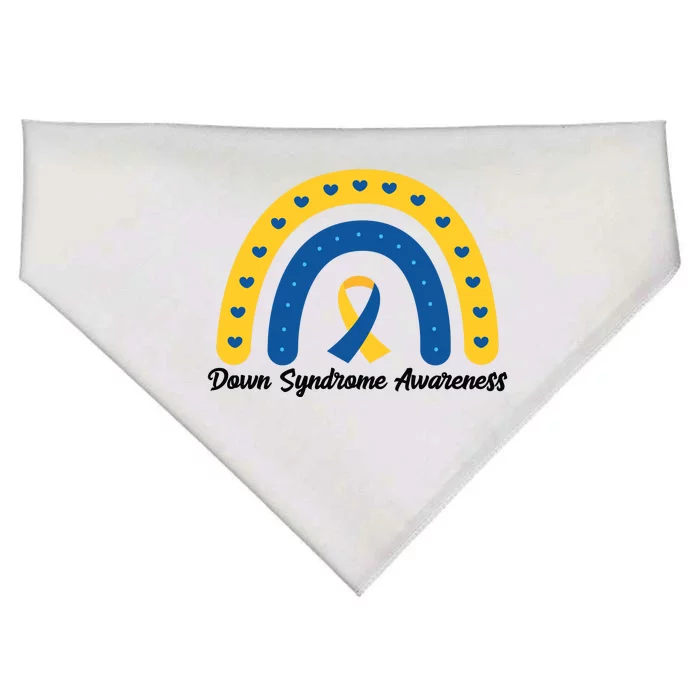 Down Syndrome Awareness Rainbow Ribbon USA-Made Doggie Bandana