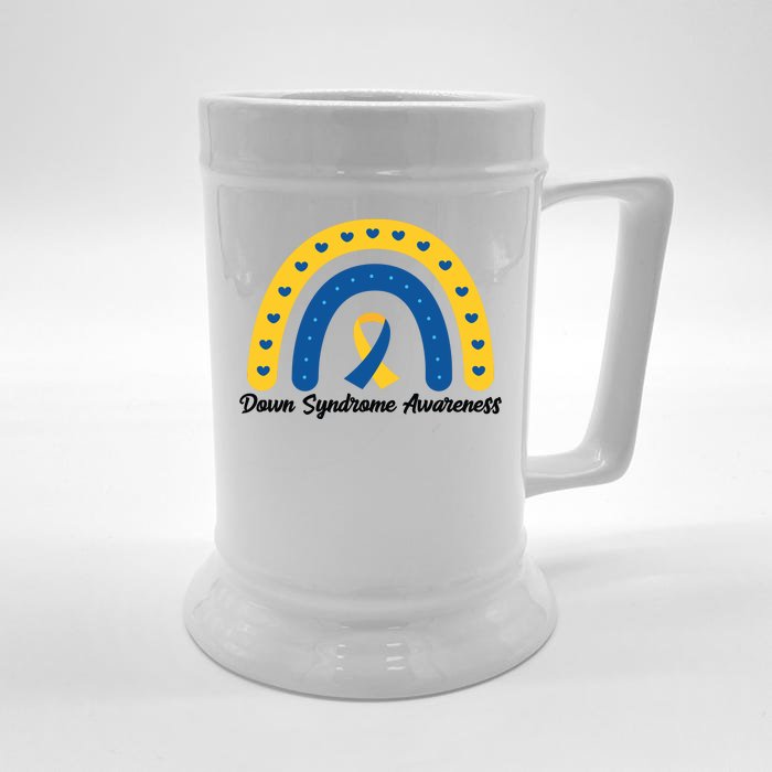 Down Syndrome Awareness Rainbow Ribbon Front & Back Beer Stein