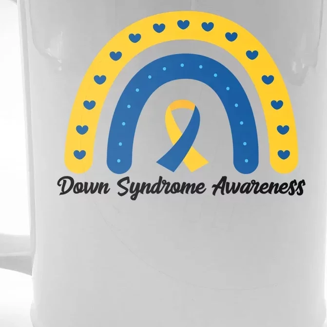 Down Syndrome Awareness Rainbow Ribbon Front & Back Beer Stein