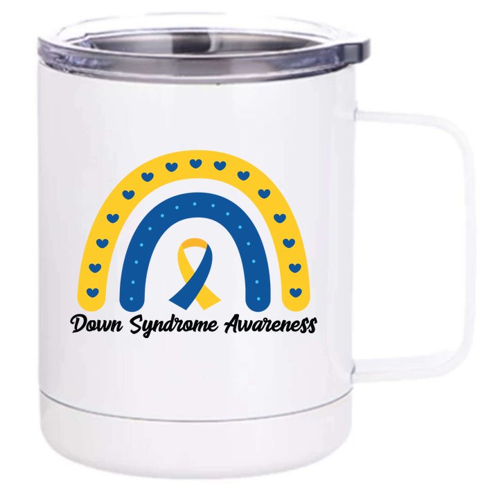 Down Syndrome Awareness Rainbow Ribbon Front & Back 12oz Stainless Steel Tumbler Cup