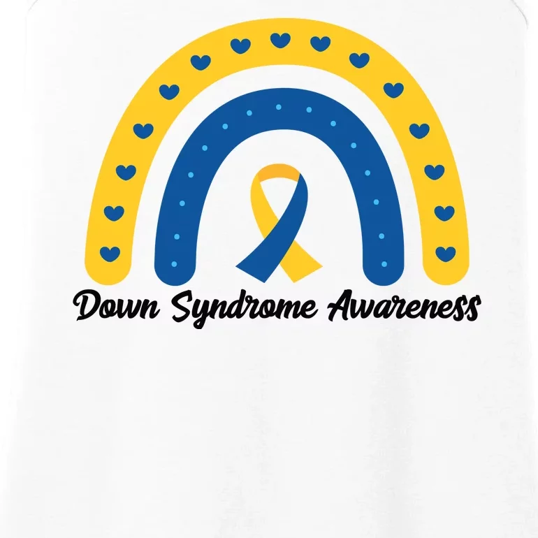 Down Syndrome Awareness Rainbow Ribbon Ladies Essential Tank