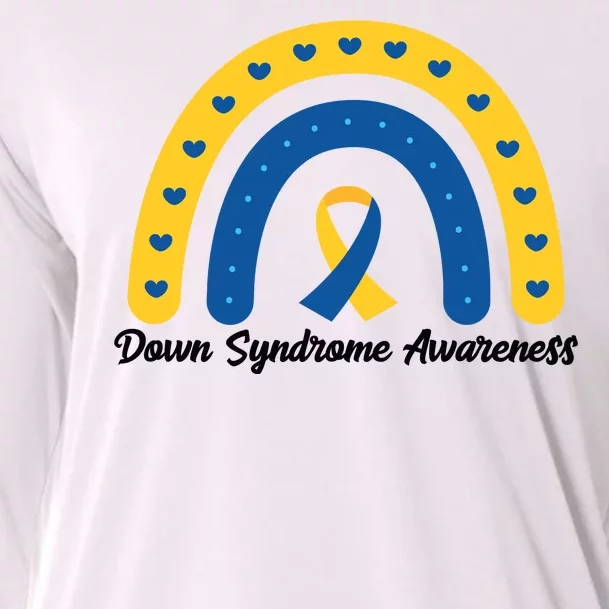 Down Syndrome Awareness Rainbow Ribbon Cooling Performance Long Sleeve Crew