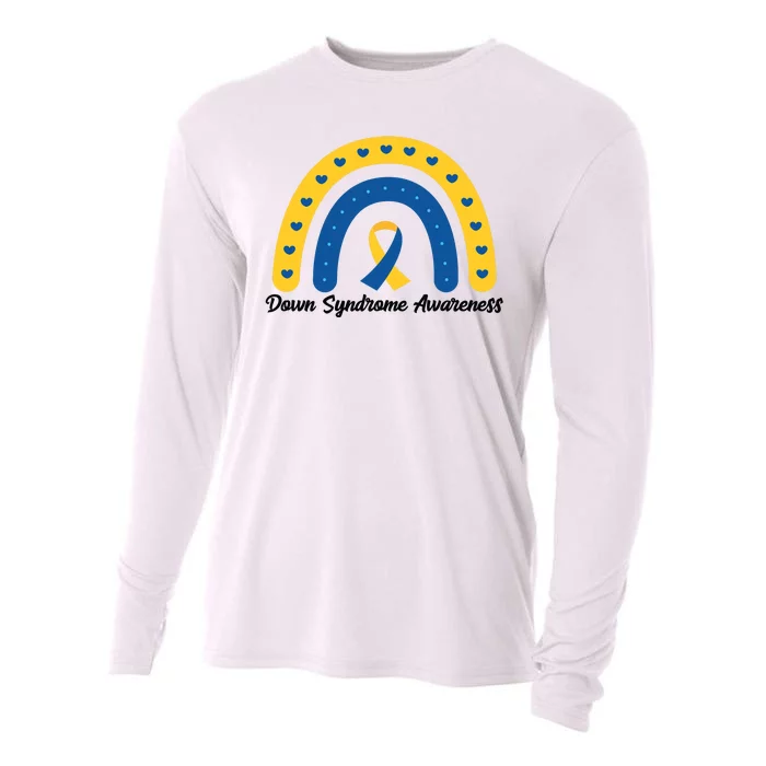 Down Syndrome Awareness Rainbow Ribbon Cooling Performance Long Sleeve Crew