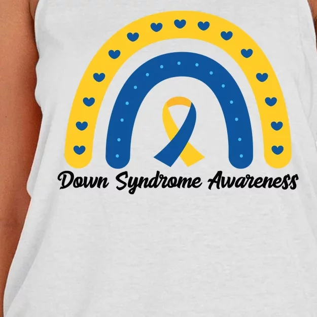 Down Syndrome Awareness Rainbow Ribbon Women's Knotted Racerback Tank