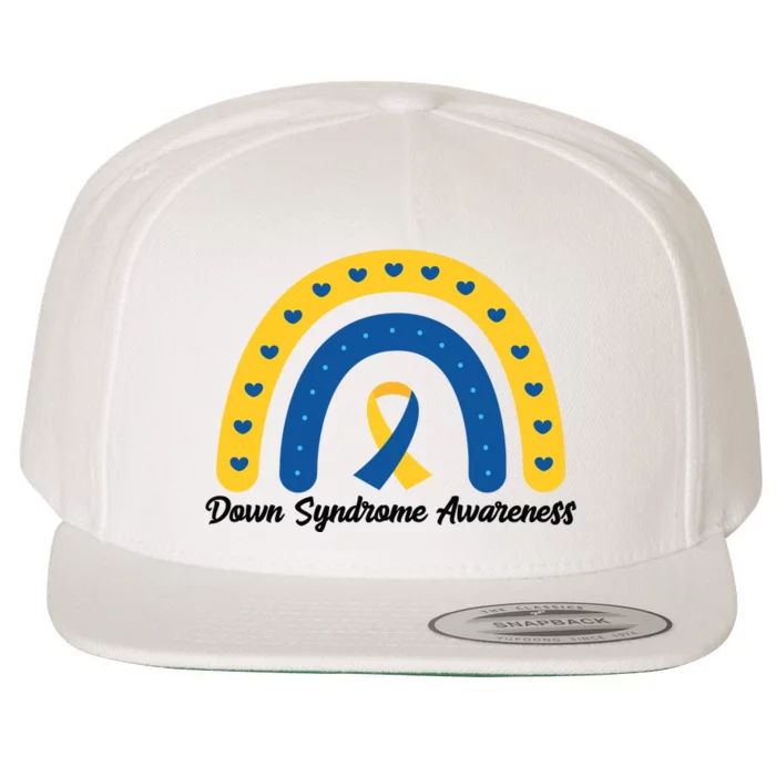 Down Syndrome Awareness Rainbow Ribbon Wool Snapback Cap