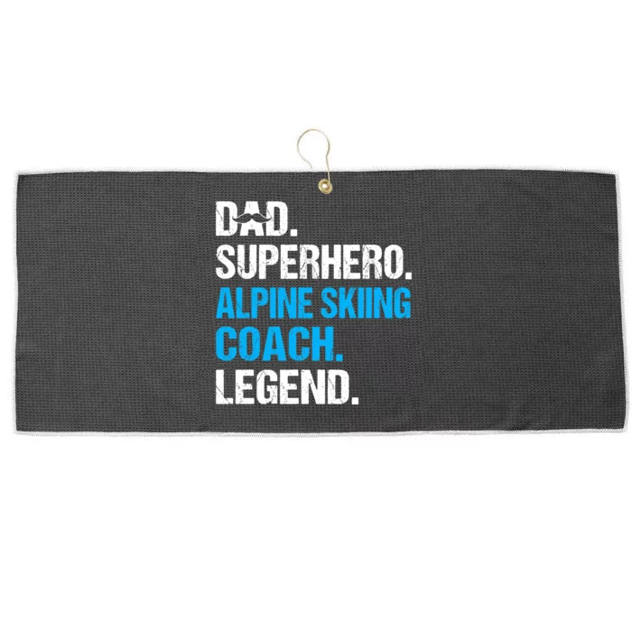 Dad Superhero Alpine Skiing Coach Funny Alpine Skiing Coach Large Microfiber Waffle Golf Towel