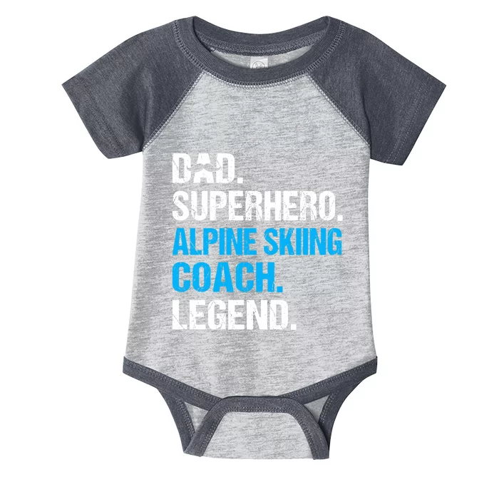 Dad Superhero Alpine Skiing Coach Funny Alpine Skiing Coach Infant Baby Jersey Bodysuit