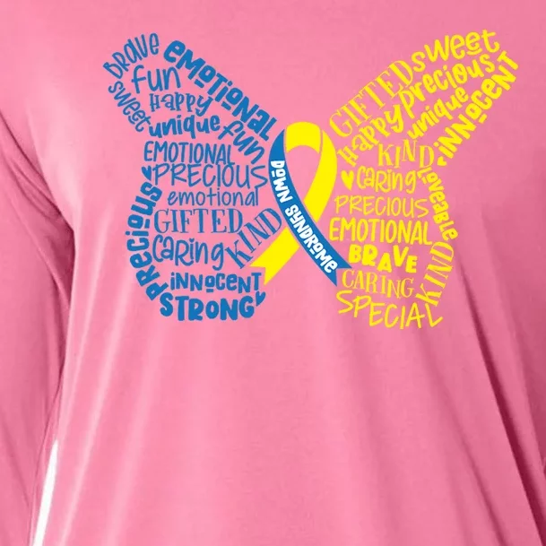 Down Syndrome Awareness Butterfly Cooling Performance Long Sleeve Crew