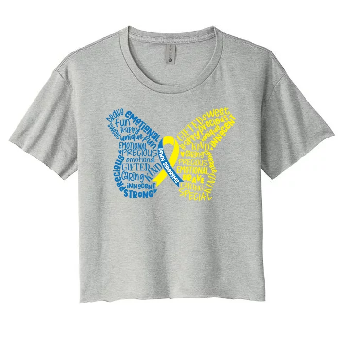 Down Syndrome Awareness Butterfly Women's Crop Top Tee