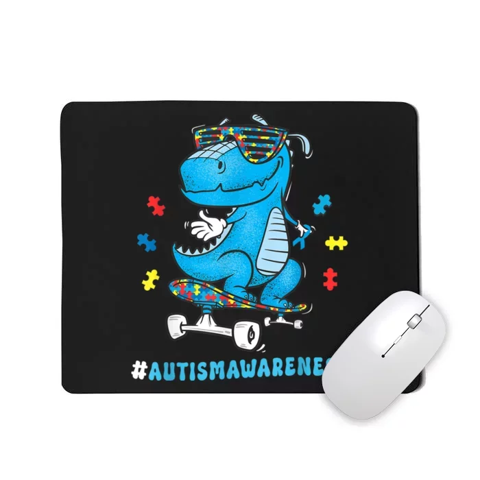 Dinosaur Skateboarding Autism Awareness Choose Kindness Mousepad