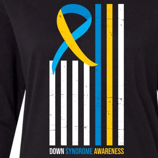 Down Syndrome Awareness Ribbon Flag Womens Cotton Relaxed Long Sleeve T-Shirt