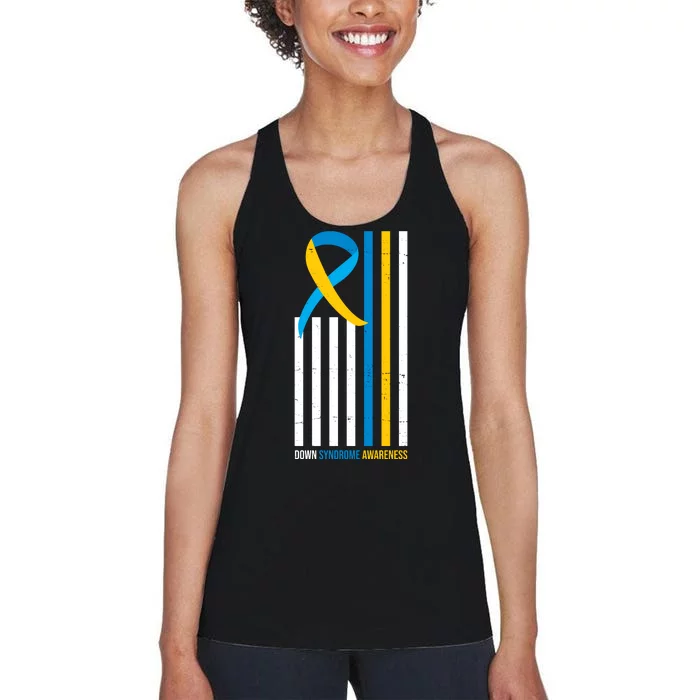 Down Syndrome Awareness Ribbon Flag Women's Racerback Tank