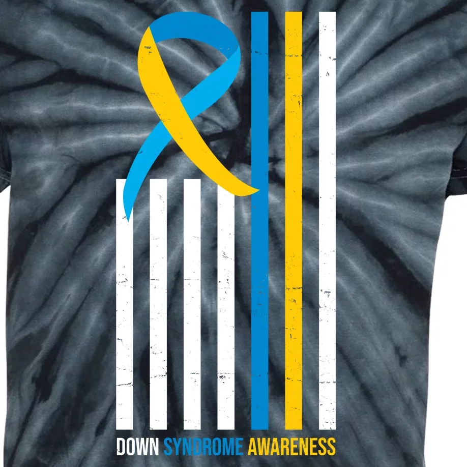 Down Syndrome Awareness Ribbon Flag Kids Tie-Dye T-Shirt