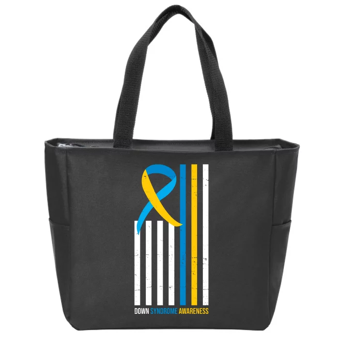 Down Syndrome Awareness Ribbon Flag Zip Tote Bag