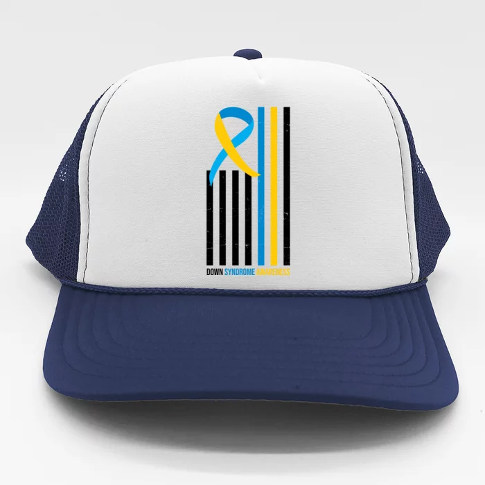 Down Syndrome Awareness Ribbon Flag Trucker Hat