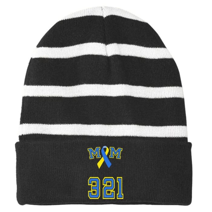 Down Syndrome Awareness Trisomy 21 Mom T 3 21 Month Striped Beanie with Solid Band