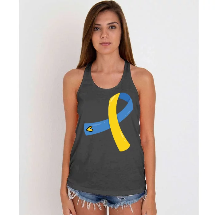 Down Syndrome Awareness Ribbon Women's Knotted Racerback Tank