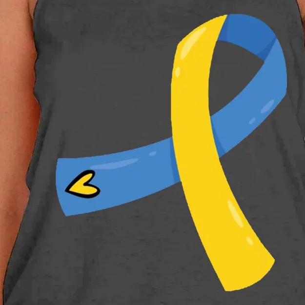 Down Syndrome Awareness Ribbon Women's Knotted Racerback Tank