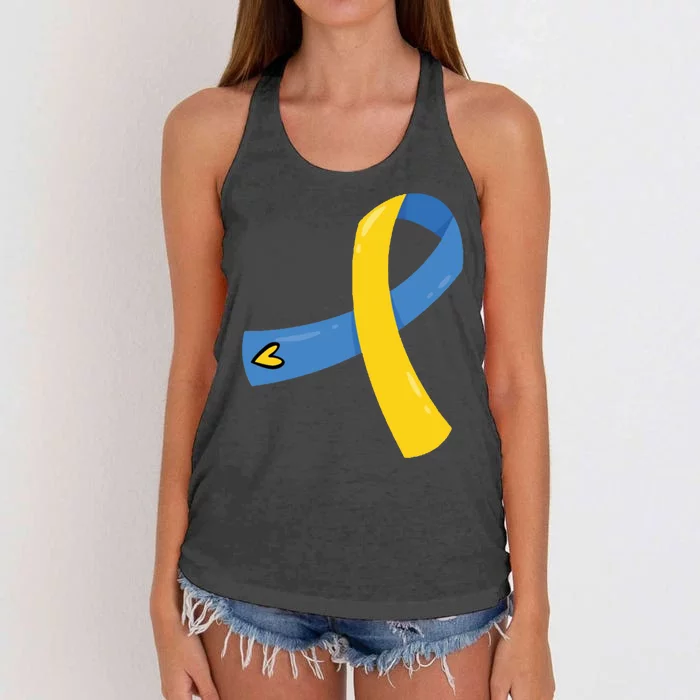 Down Syndrome Awareness Ribbon Women's Knotted Racerback Tank