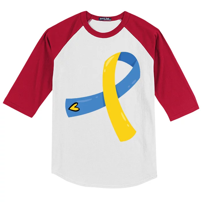 Down Syndrome Awareness Ribbon Kids Colorblock Raglan Jersey