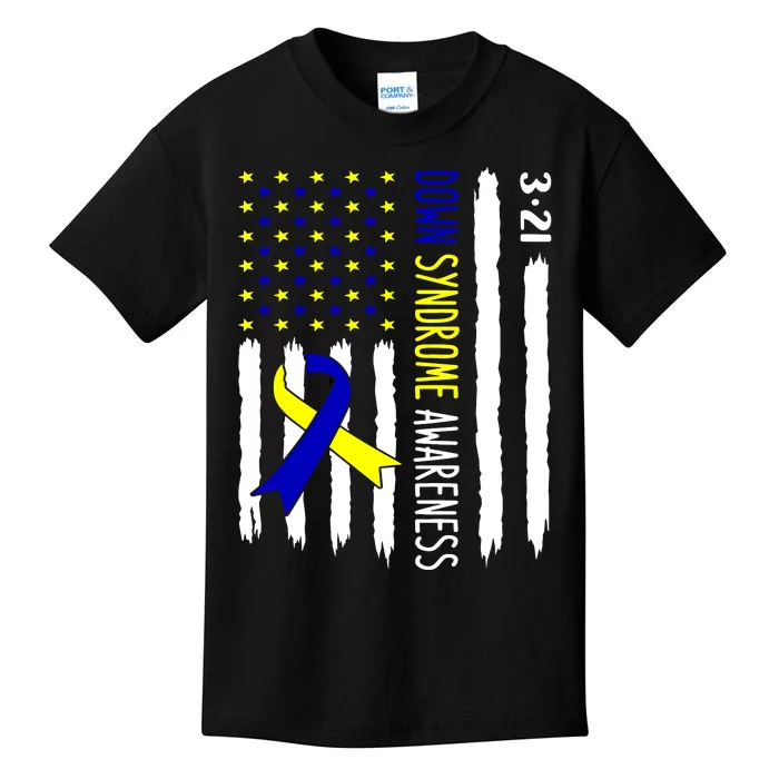 Down Syndrome Awareness Us Flag Trisomy 21 Kids T-Shirt