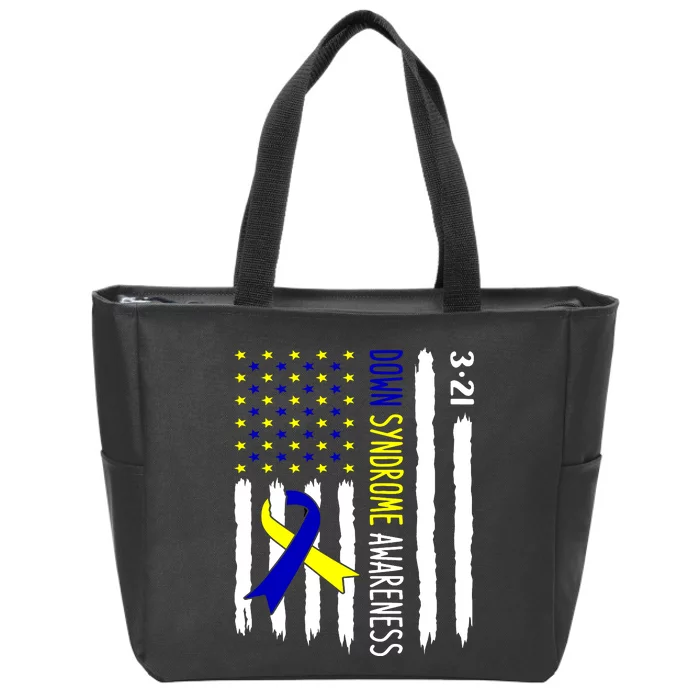 Down Syndrome Awareness Us Flag Trisomy 21 Zip Tote Bag