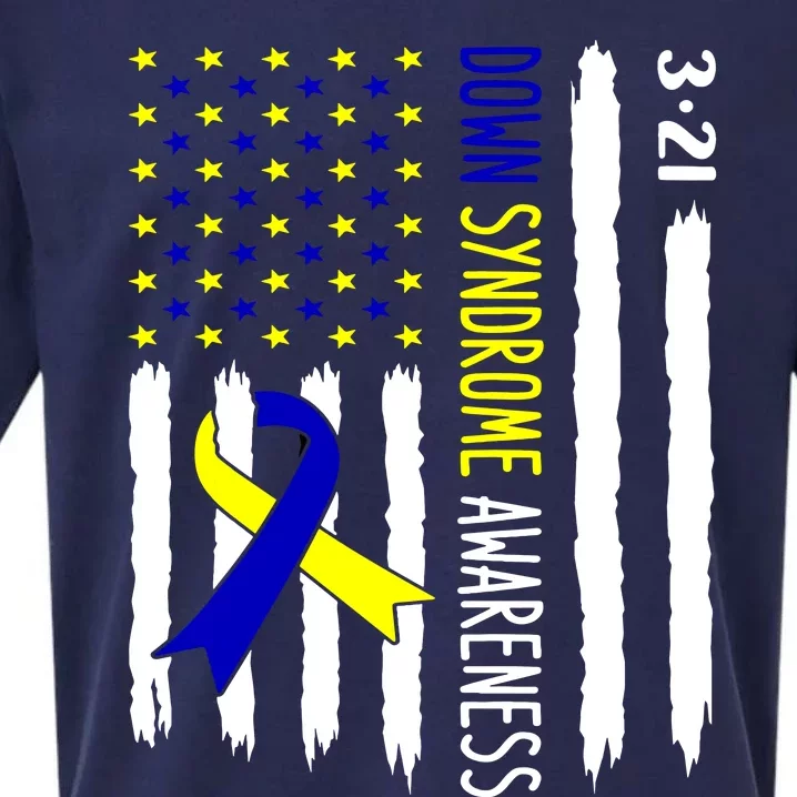 Down Syndrome Awareness Us Flag Trisomy 21 Sueded Cloud Jersey T-Shirt