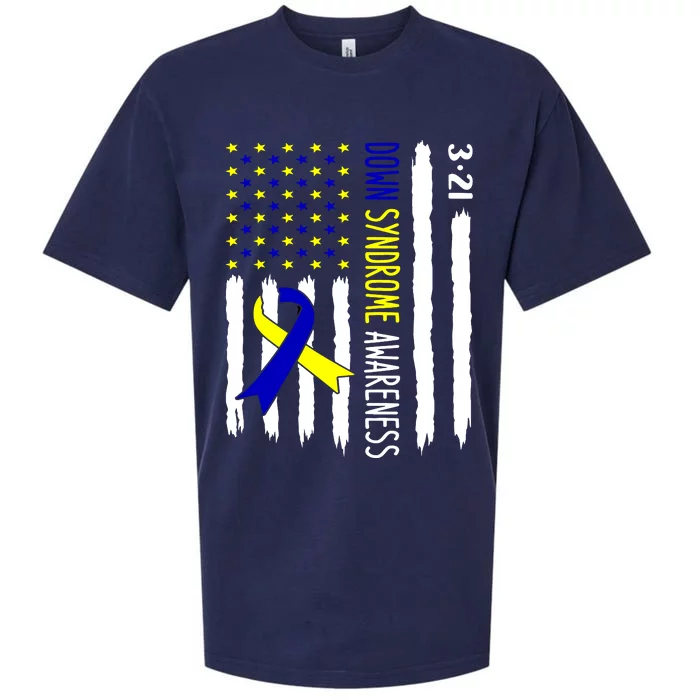 Down Syndrome Awareness Us Flag Trisomy 21 Sueded Cloud Jersey T-Shirt