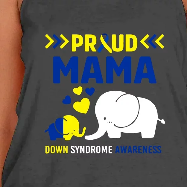 Down Syndrome Awareness Mama Mom Elephant Trisomy 21 Mother's Day Gift Women's Knotted Racerback Tank