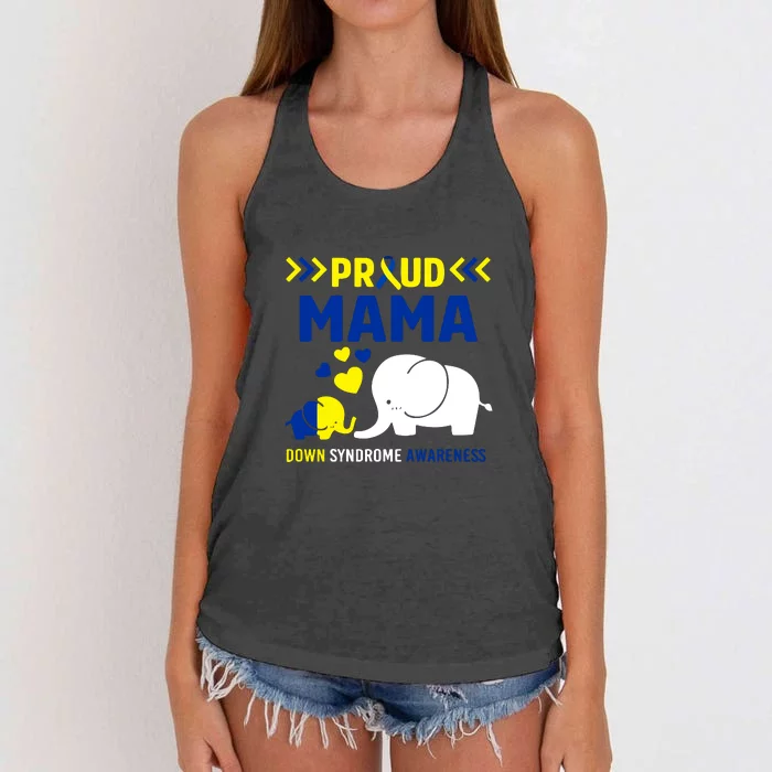 Down Syndrome Awareness Mama Mom Elephant Trisomy 21 Mother's Day Gift Women's Knotted Racerback Tank