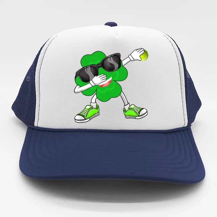 Dabbing Shamrock And Tennis Ball Saint Patrick's Day Gift Trucker Hat