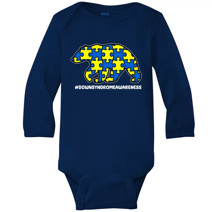 Down Syndrome Awareness Bear Baby Long Sleeve Bodysuit