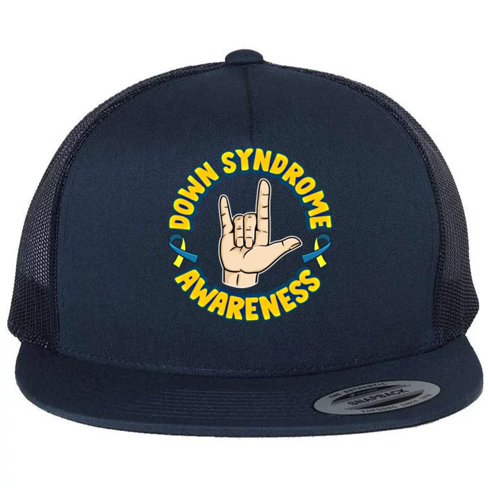 Down Syndrome Awareness Lucky Few Sign Language I Love You Gift Flat Bill Trucker Hat