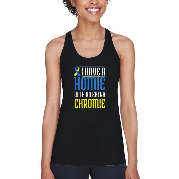 Down Syndrome Awareness, Funny Trisomy 21 Friends Gift Women's Racerback Tank