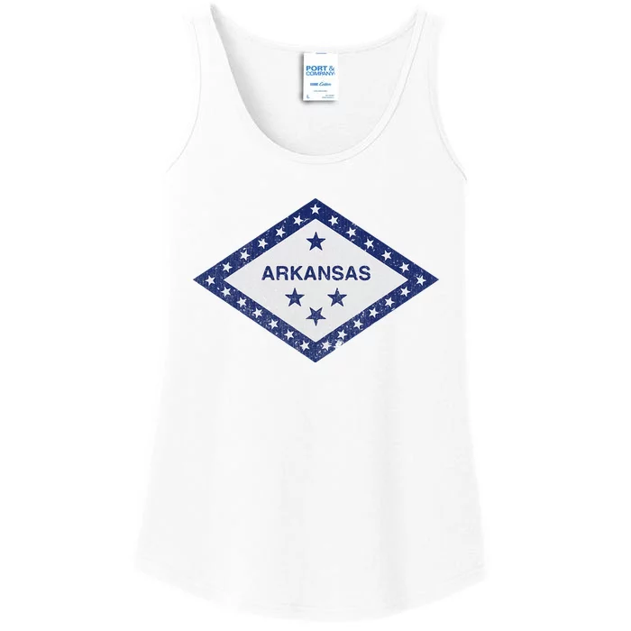 Distressed Stars Arkansas State Flag Ladies Essential Tank