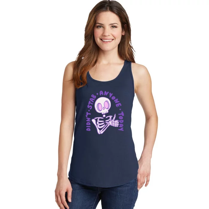 Didn’T Stab Anyone Today Thumbs Up Skeleton Ladies Essential Tank