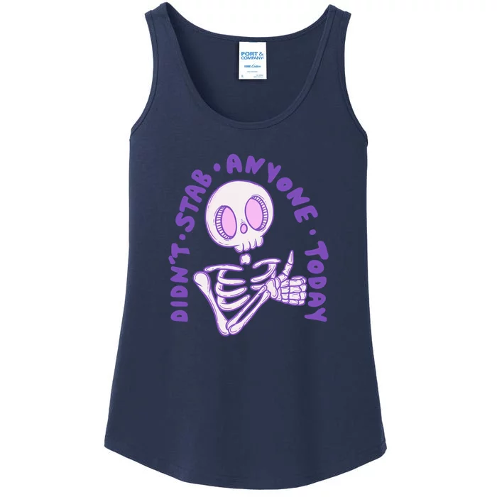 Didn’T Stab Anyone Today Thumbs Up Skeleton Ladies Essential Tank