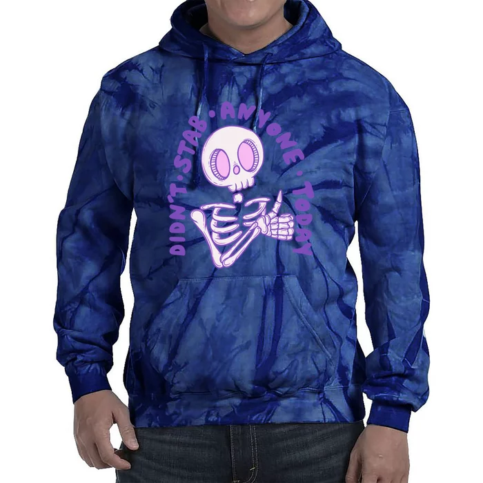 Didn’T Stab Anyone Today Thumbs Up Skeleton Tie Dye Hoodie