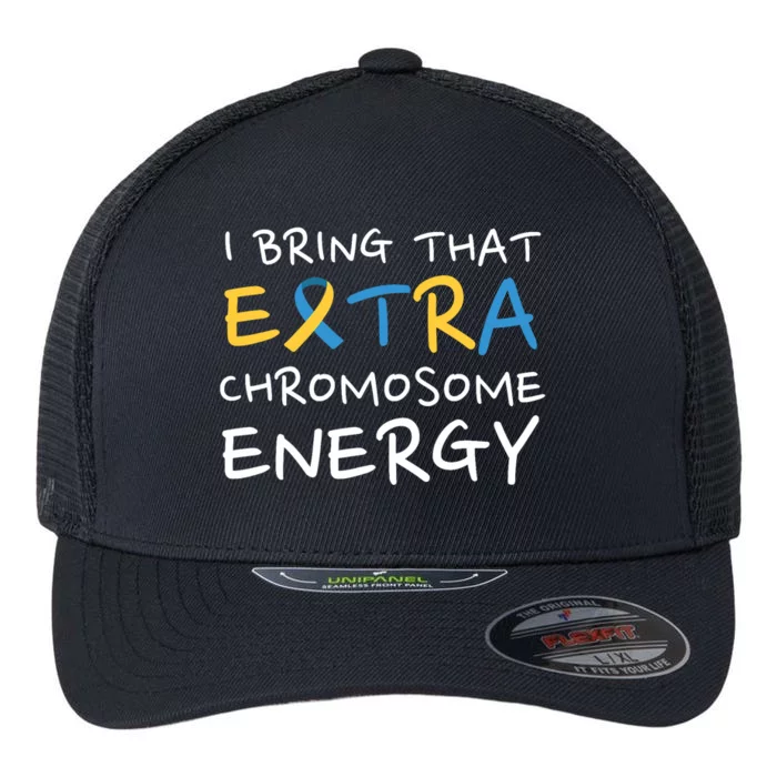 Down Syndrome Awareness Extra Chromosome Flexfit Unipanel Trucker Cap