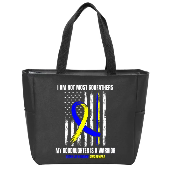 Down Syndrome Awareness Godfather Goddaughter American Flag Zip Tote Bag