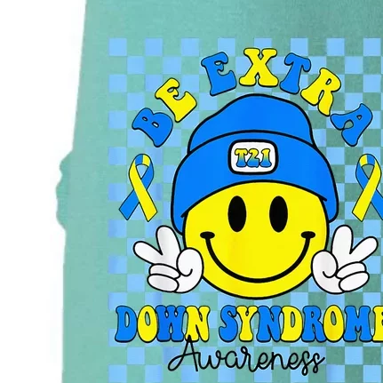 Down Syndrome Awareness Be Extra Yellow And Blue Smile Face Doggie 3-End Fleece Hoodie