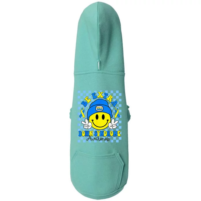 Down Syndrome Awareness Be Extra Yellow And Blue Smile Face Doggie 3-End Fleece Hoodie