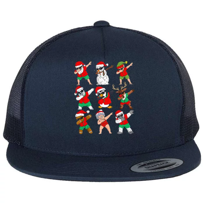 Dabbing Santa And Friends Christmas In July Xmas Flat Bill Trucker Hat