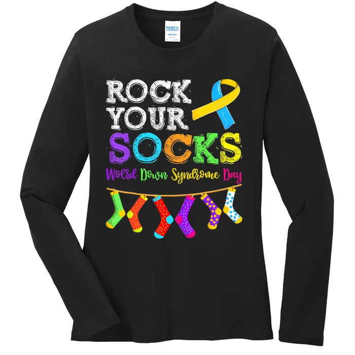 Down Syndrome Awareness  Rock Your Socks Ladies Long Sleeve Shirt