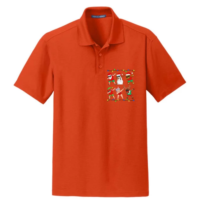 Dabbing Santa And Friends Christmas In July Xmas Dry Zone Grid Performance Polo