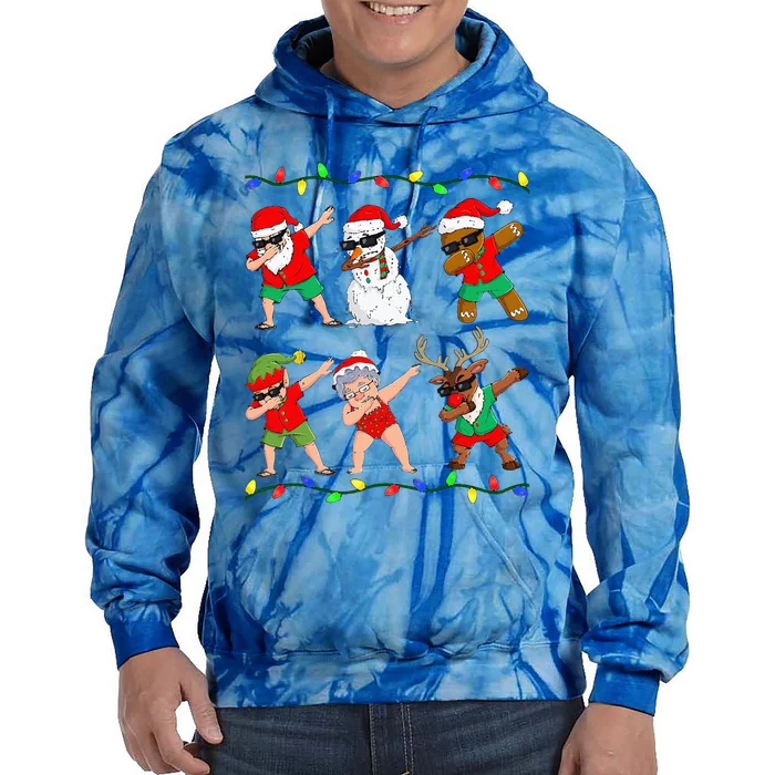 Dabbing Santa And Friends Christmas In July Xmas Tie Dye Hoodie