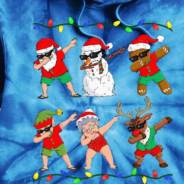 Dabbing Santa And Friends Christmas In July Xmas Tie Dye Hoodie