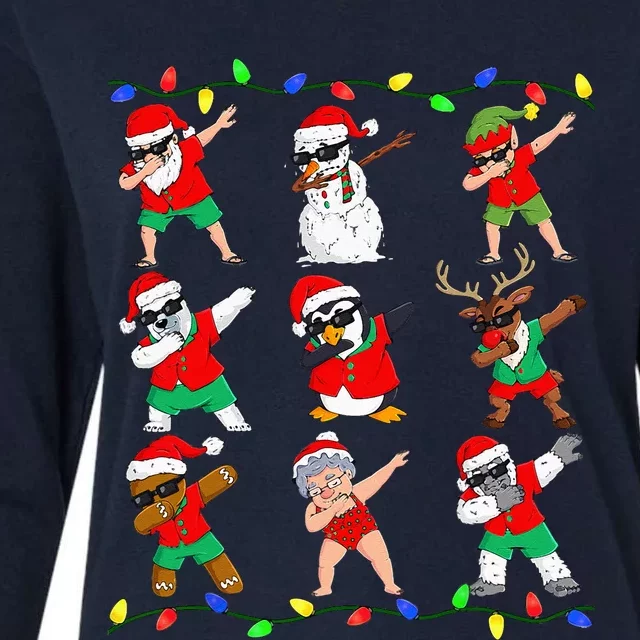 Dabbing Santa And Friends Christmas In July Xmas Womens Cotton Relaxed Long Sleeve T-Shirt