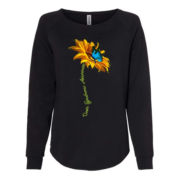 Down Syndrome Awareness Butterfly Sunflower Womens California Wash Sweatshirt