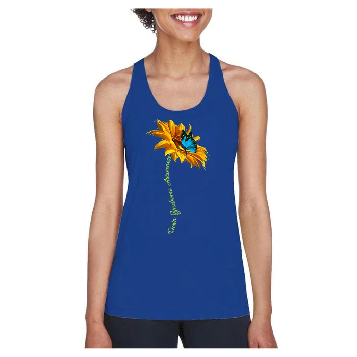 Down Syndrome Awareness Butterfly Sunflower Women's Racerback Tank